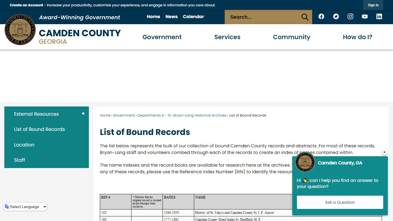 List of Bound Records | Camden County, GA - Official Website